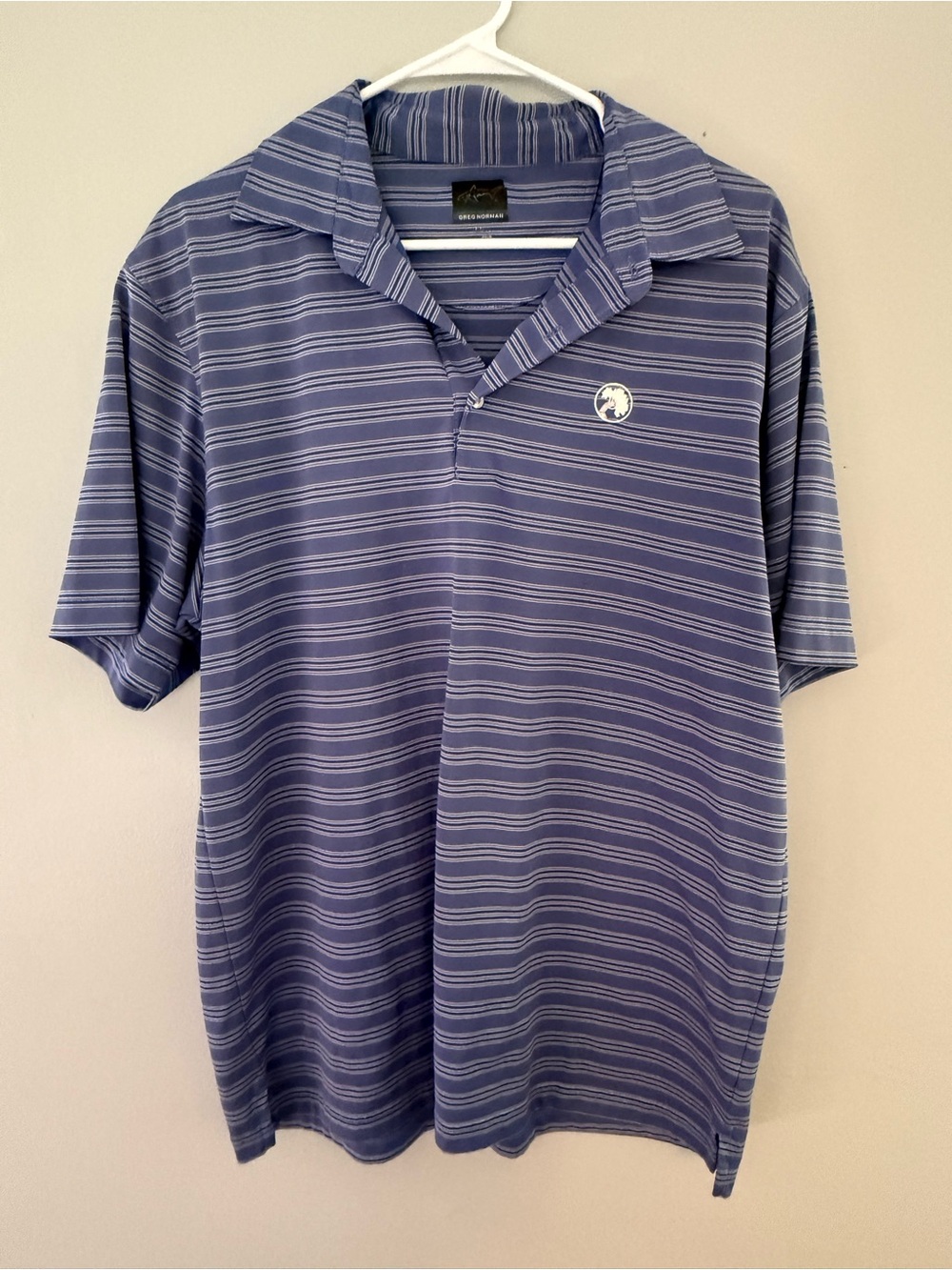 Greg Norman Men’s Large Blue Striped Golf Polo